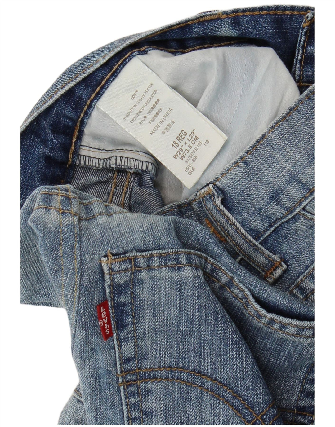 LEVI'S Vaqueros 505 Tapered para Niñas 15-16 Años W29 L29 Algodón Azul