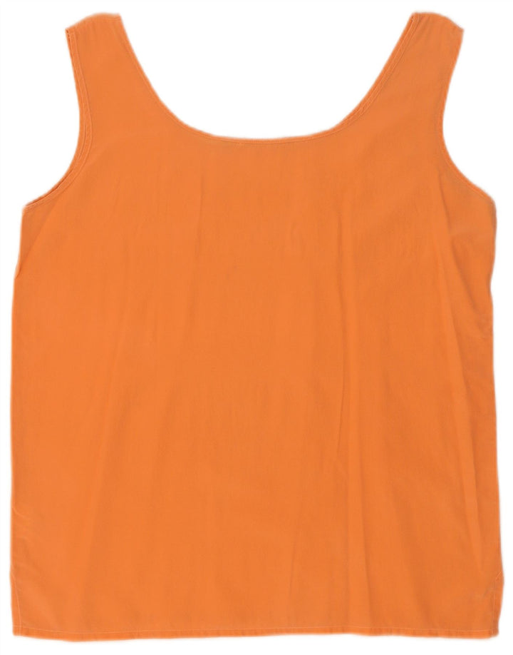 Vintage mujer blusa sin mangas Top Reino Unido 14 seda naranja mediana