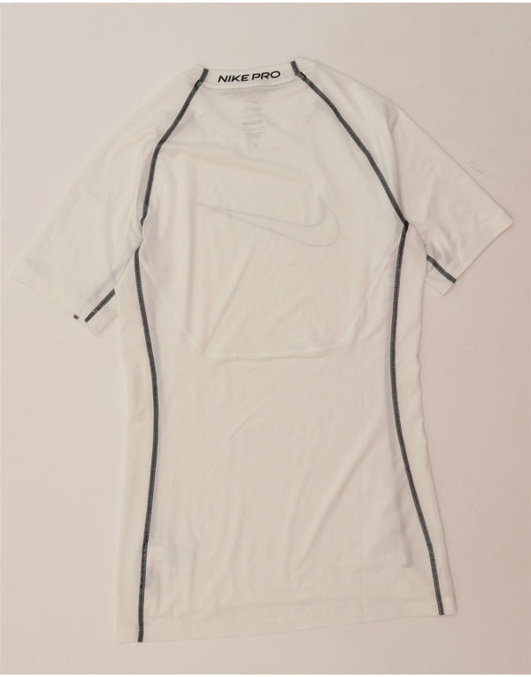 NIKE Womens Dri Fit Graphic T-Shirt Top UK 14 Medium White Polyester