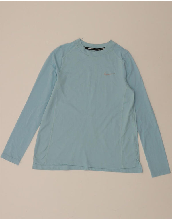 NIKE Womens Dri Fit Top Long Sleeve UK 10 Small Blue