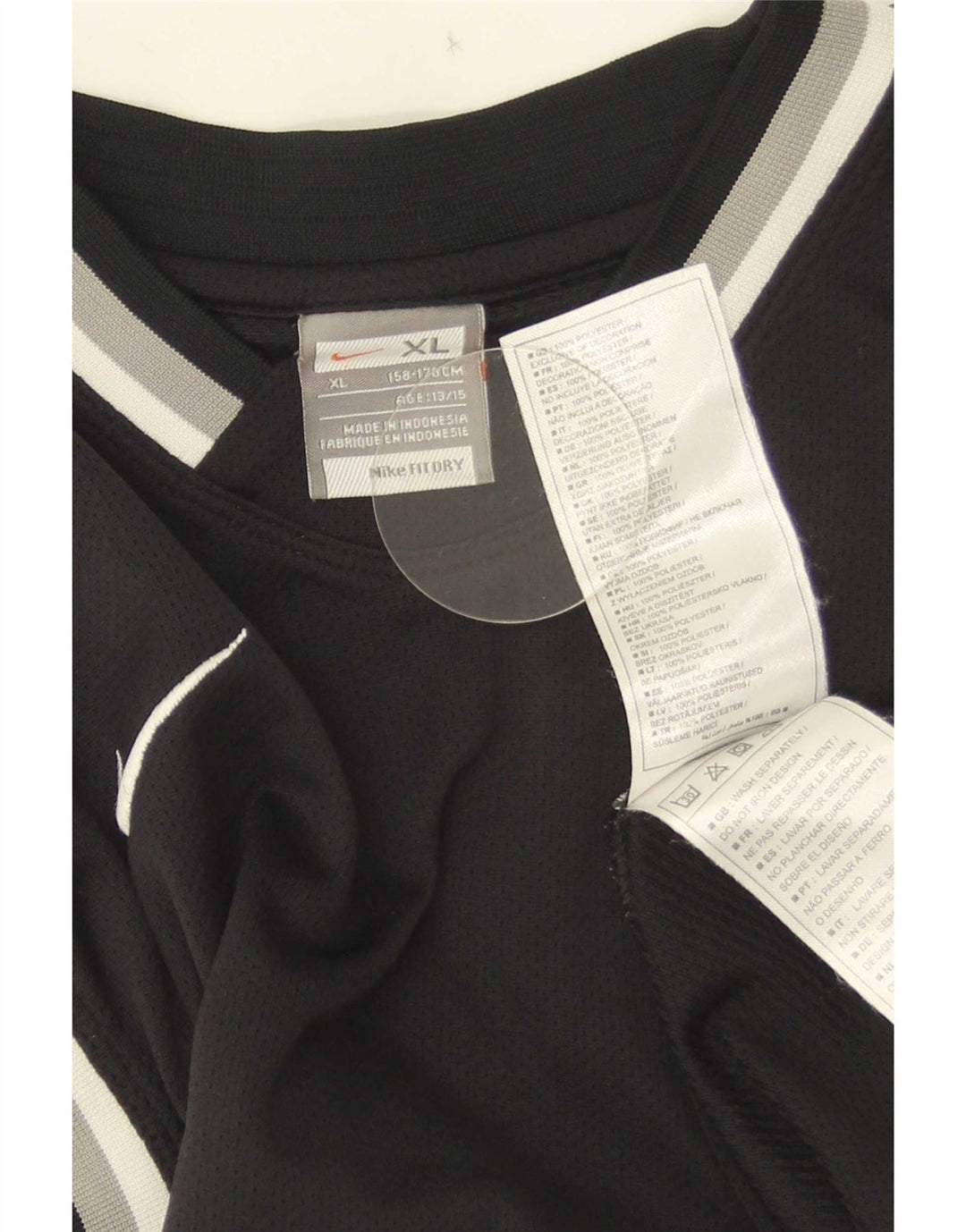 Nike Camiseta sin mangas para niño 13-14 años XL Negro Rayas Poliéster