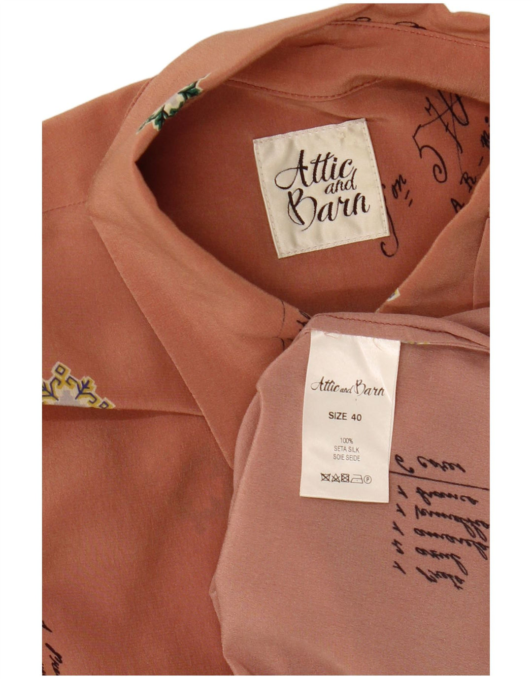 Attic And Barn Blusa camisera con estampado abstracto para mujer EU 40 Seda rosa mediana