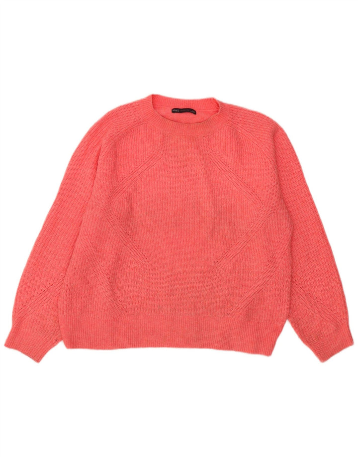 Marks & Spencer Jersey extragrande con cuello redondo para mujer, talla 40, color rosa