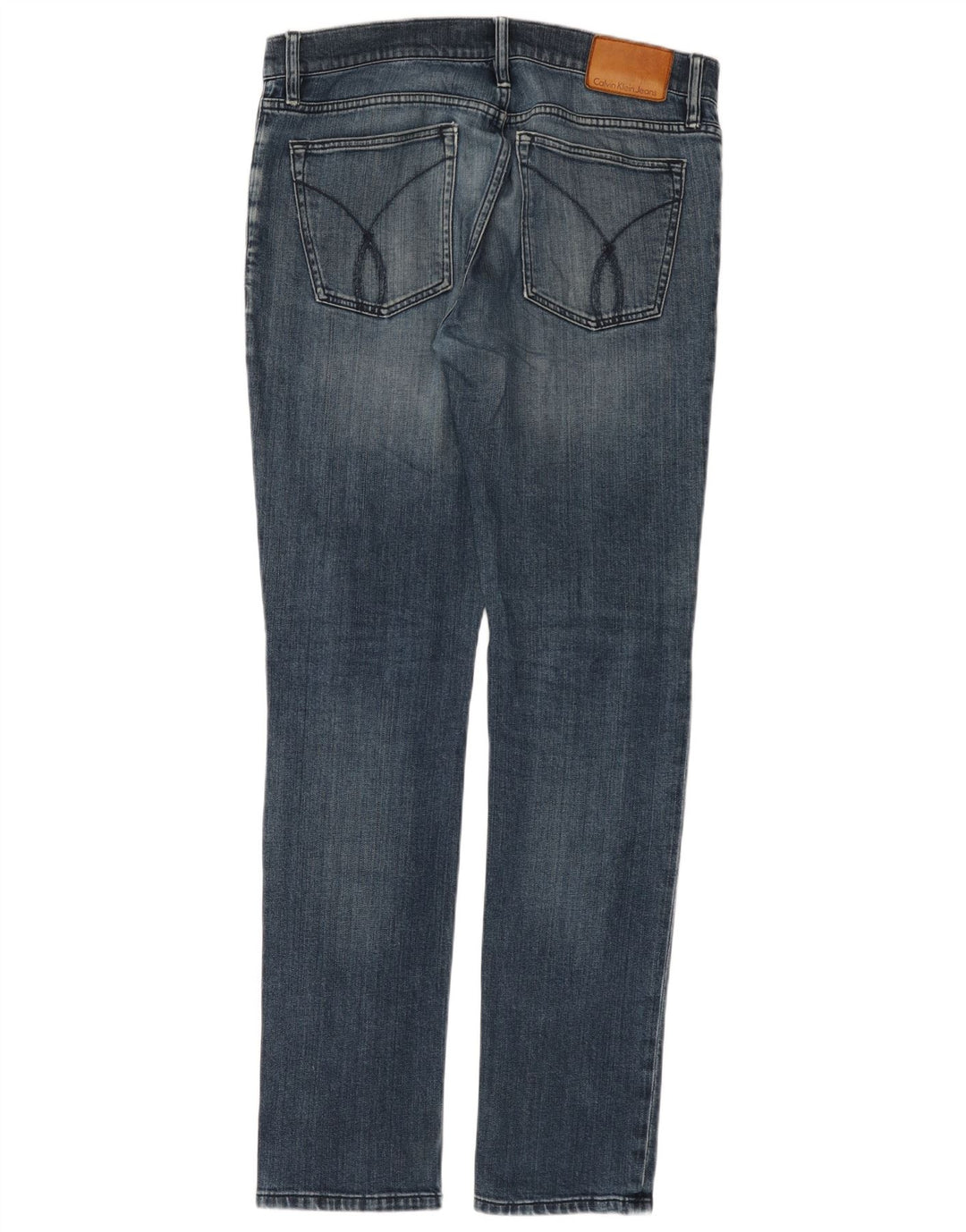 CALVIN KLEIN Vaqueros ajustados desgastados para hombre W32 L34 Algodón azul