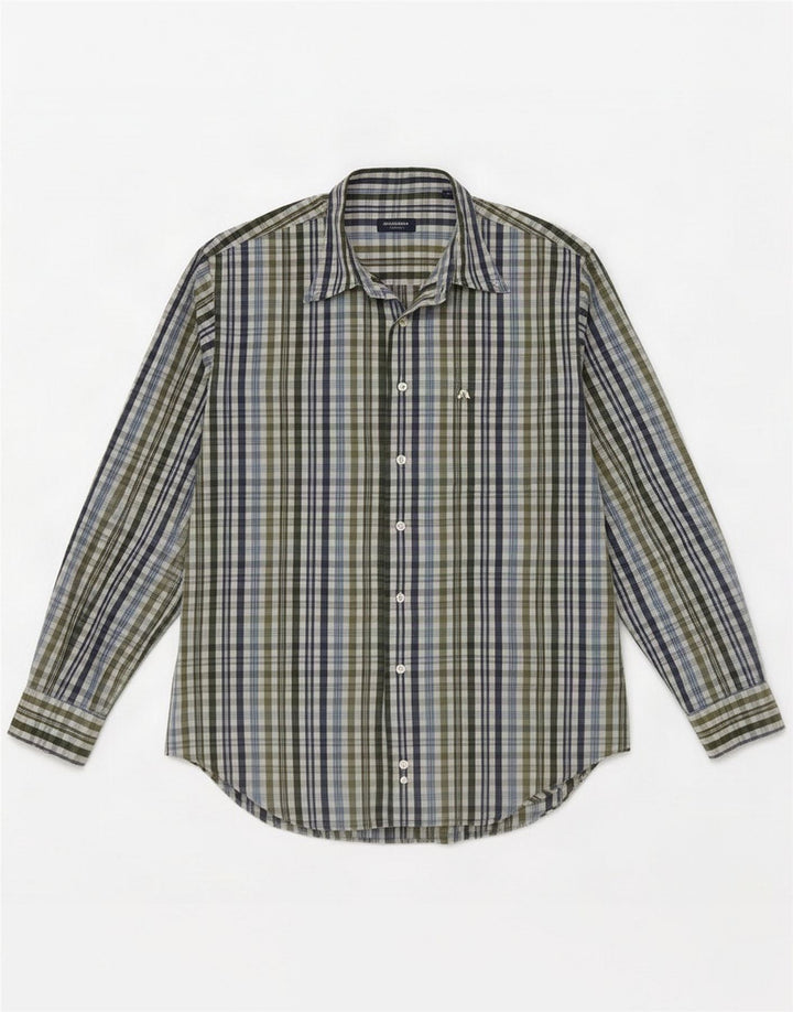 Burberry Mens Shirt Size 4 Large Green Check Cotton