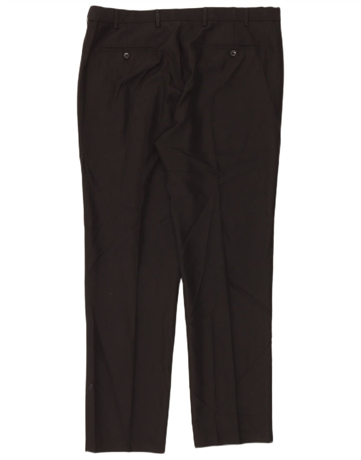Marks & Spencer Pantalón de traje de corte regular para hombre W40 L33 Poliéster negro
