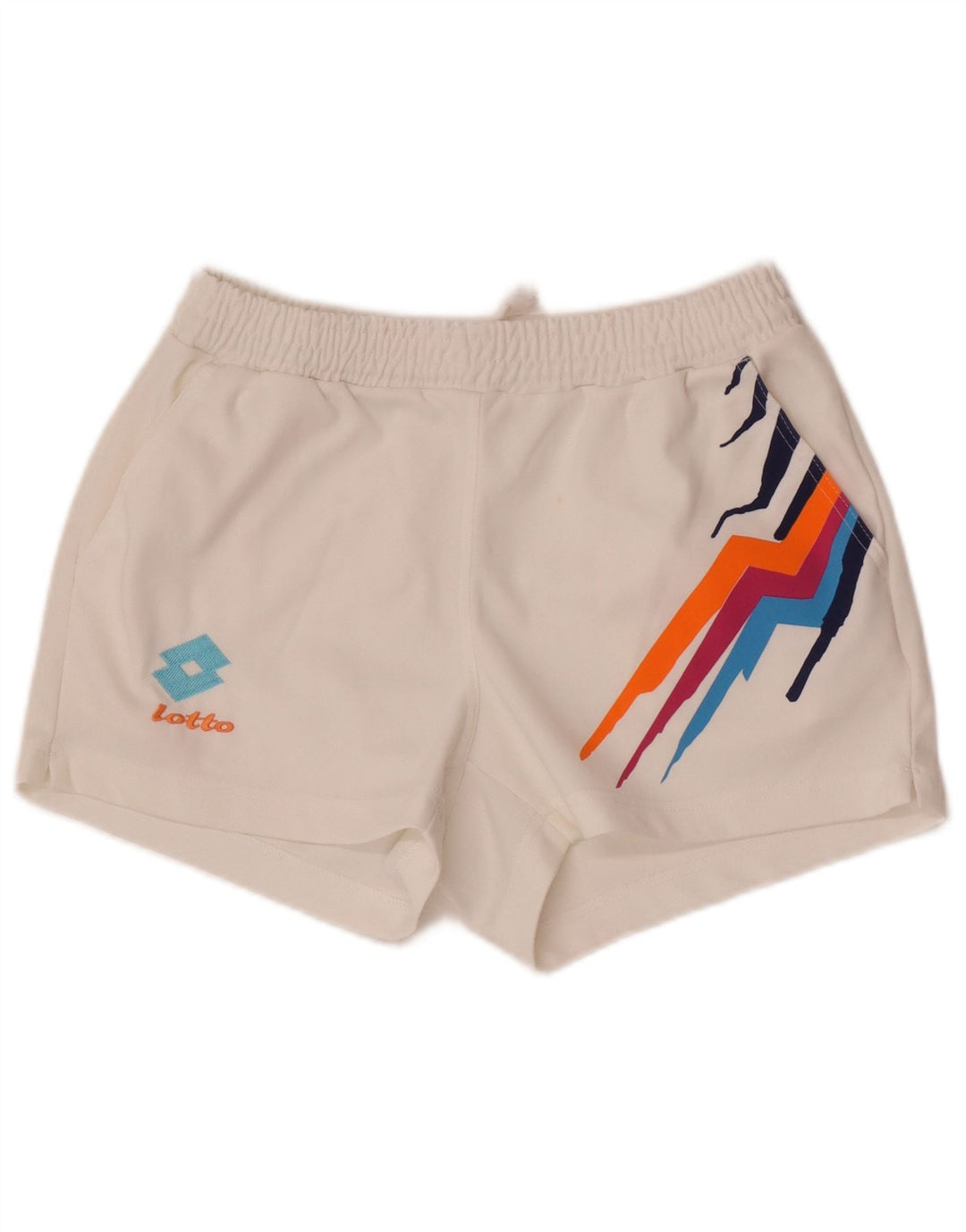 Lotto Pantalones Cortos Deportivos para Mujer UK 40 Mediano Blanco Geométrico
