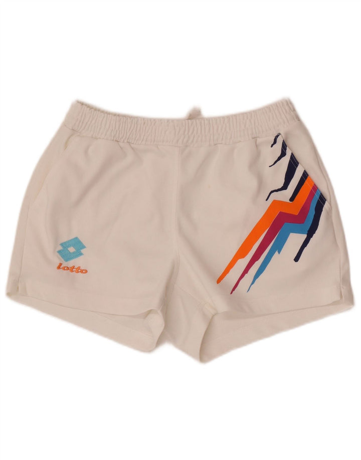 Lotto Pantalones Cortos Deportivos para Mujer UK 40 Mediano Blanco Geométrico