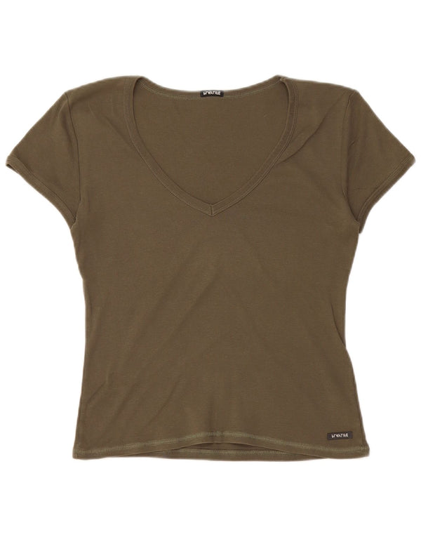Playlife Camiseta corta para mujer UK 40 Algodón caqui mediano