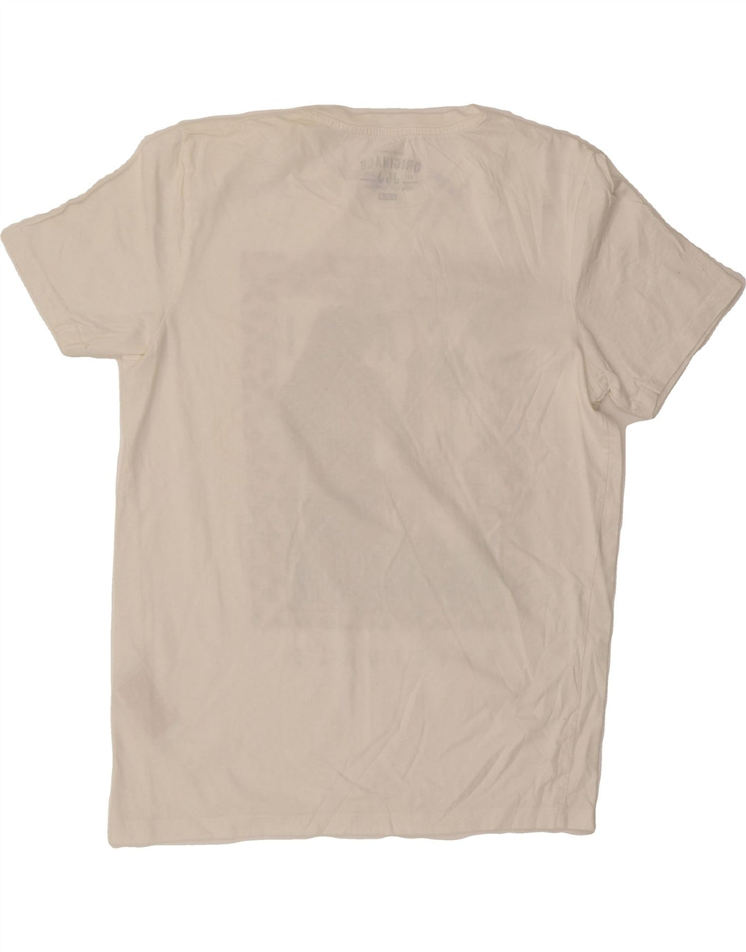JACK & JONES Mens Graphic T-Shirt Top Medium Off White Cotton Vintage Jack & Jones and Second-Hand Jack & Jones from Messina Hembry 