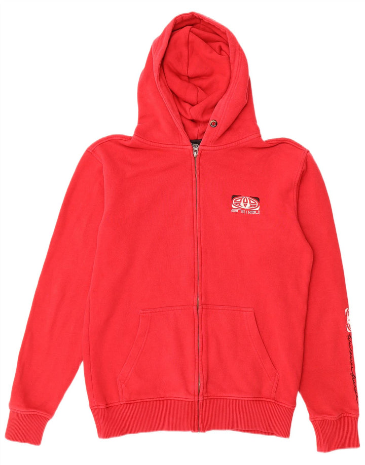ANIMAL Mens Graphic Zip Hoodie Sweater Small Red