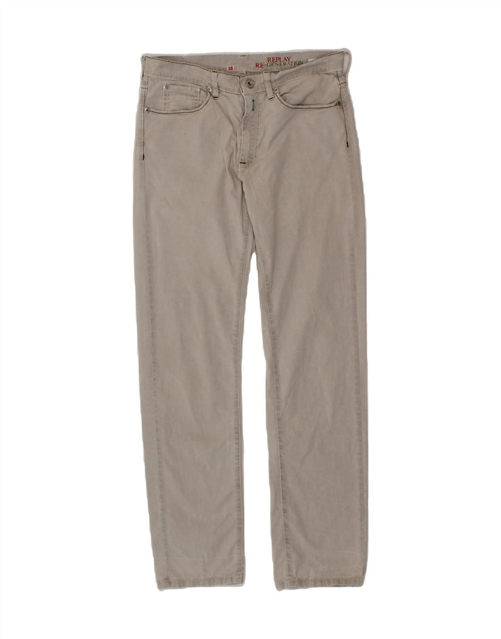 REPLAY Womens Straight Casual Trousers W38 L29  Grey Vintage Replay and Second-Hand Replay from Messina Hembry 