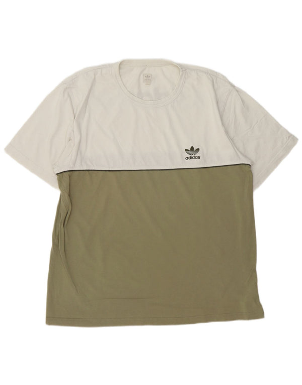 Adidas Hombre Camiseta Gráfica Top Grande Blanco Colorblock Algodón