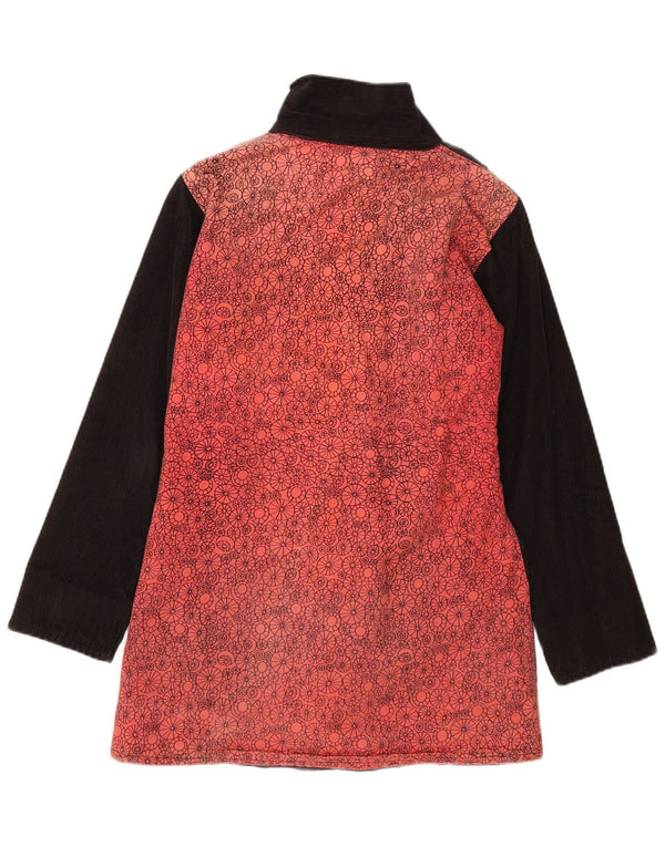 Vintage mujer abrigo Reino Unido 12 medio negro patchwork algodón