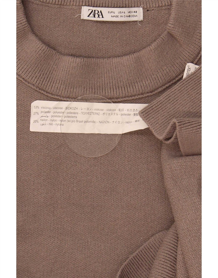 Zara Hombre Jersey Cuello Redondo Jersey Large Viscosa Marrón