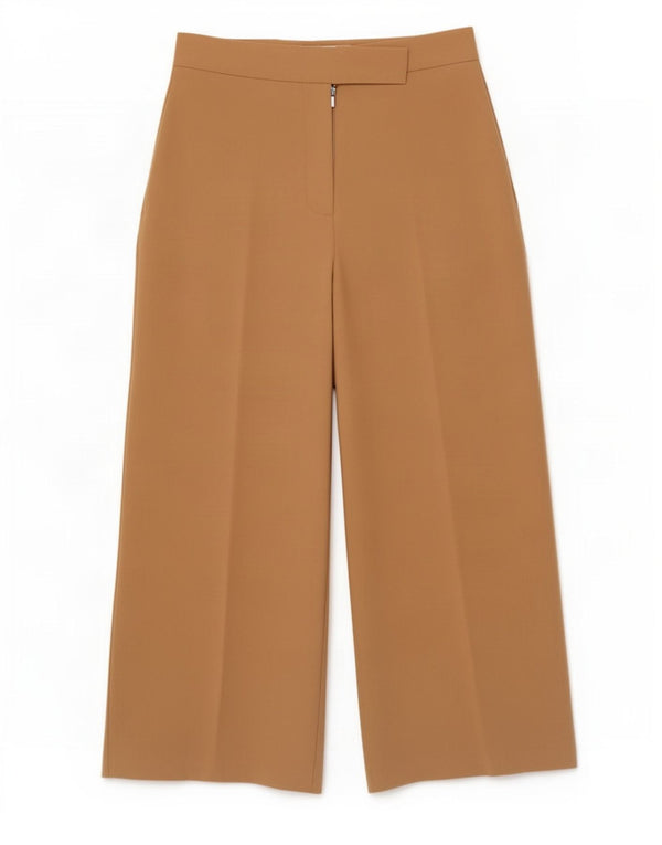 Zara Mujer Pantalones De Traje De Pierna Ancha Cortos Pequeños W26 L24 Beige