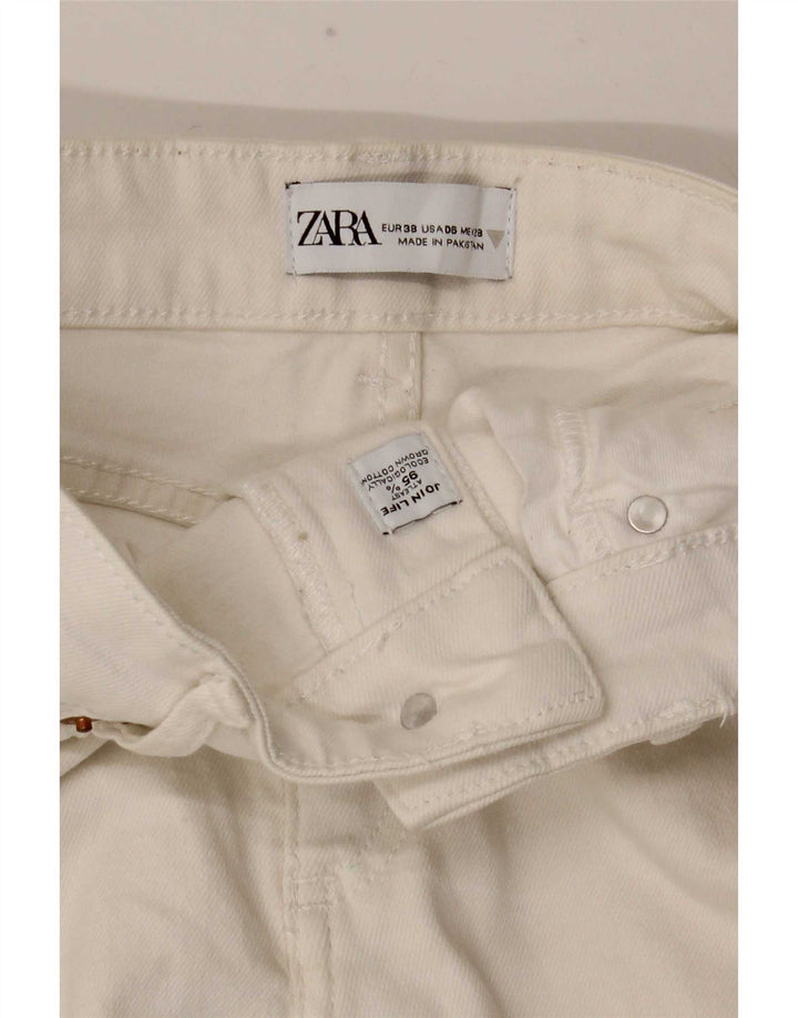 Zara Jeans Acampanados Para Mujer EU 38 Small W28 L26 Algodón Blanco
