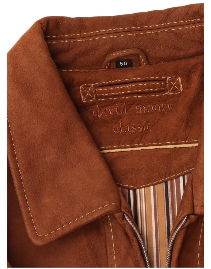 David Moore Chaqueta de cuero para hombre IT 50 Cuero marrón grande