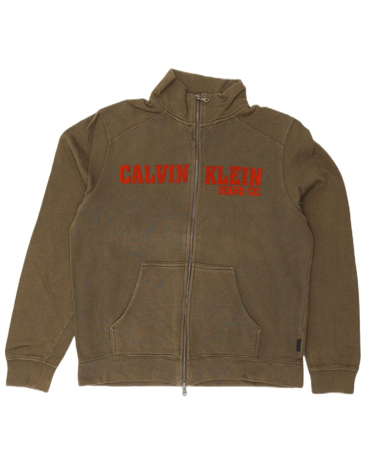 CALVIN KLEIN JEANS Chaqueta superior de chándal con estampado gráfico para hombre Algodón caqui grande