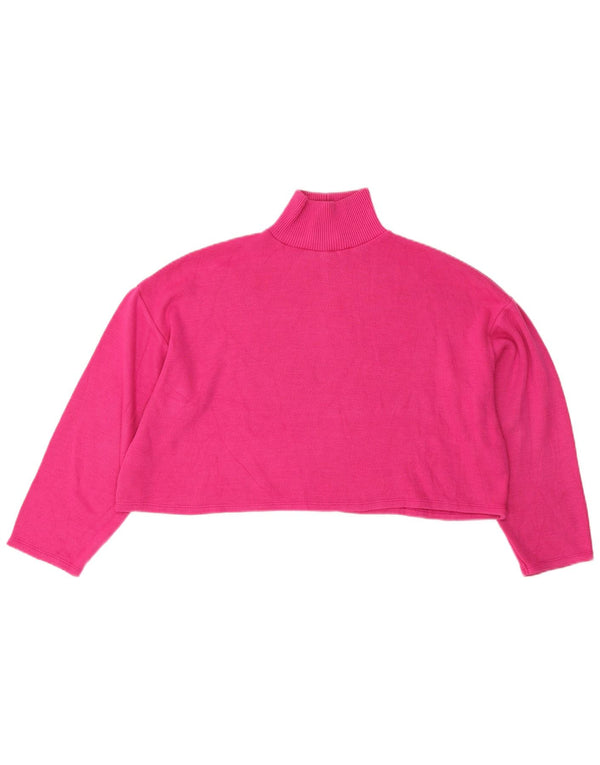 Zara Mujer Crop Oversize Top Manga Larga UK 42 Poliéster Rosa Medio