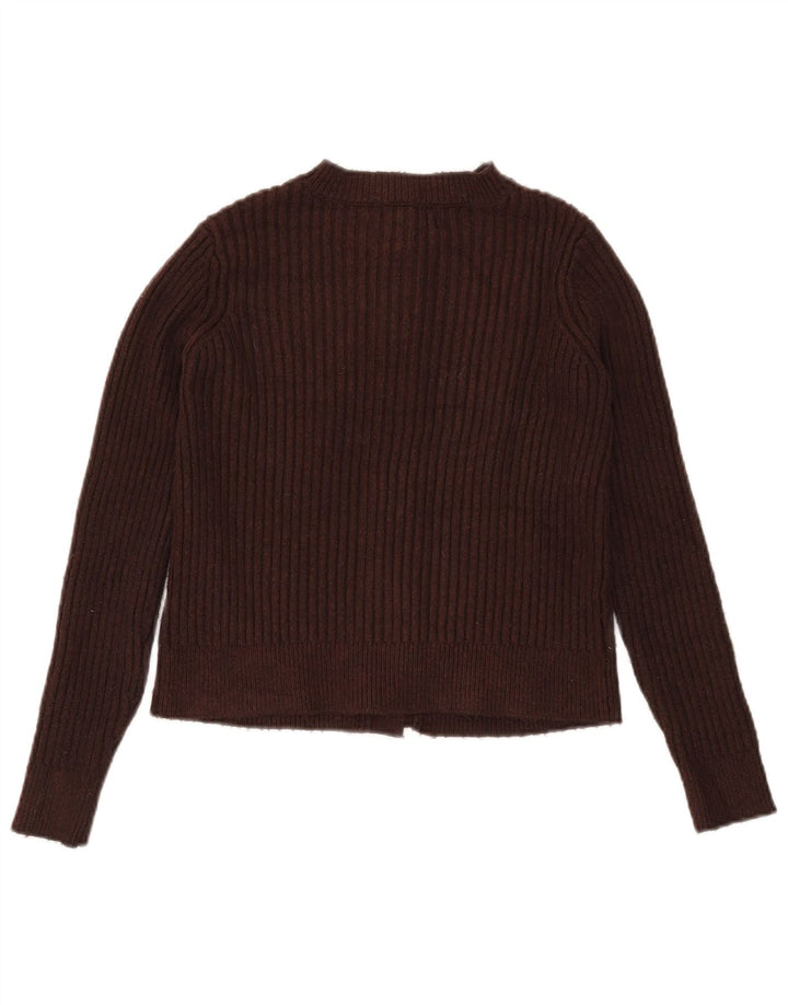 Marks & Spencer Suéter tipo cárdigan corto para mujer UK 10 Small Marrón Poliéster