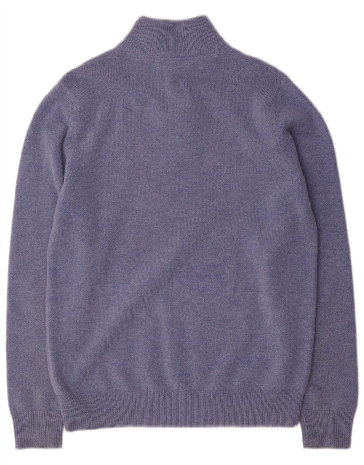 Crew Clothing - Jersey con cuello y botones para hombre, lana azul medio