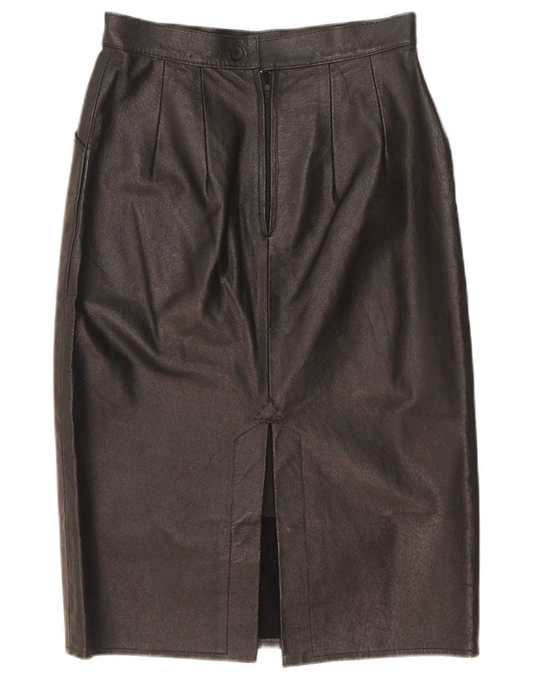 Falda de cuero midi vintage para mujer W25 XS negro