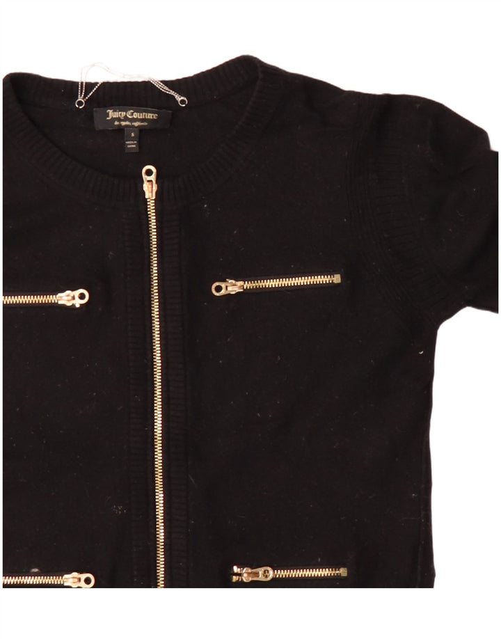Juicy Couture Suéter tipo cárdigan corto para mujer UK 10 Small Lana negra