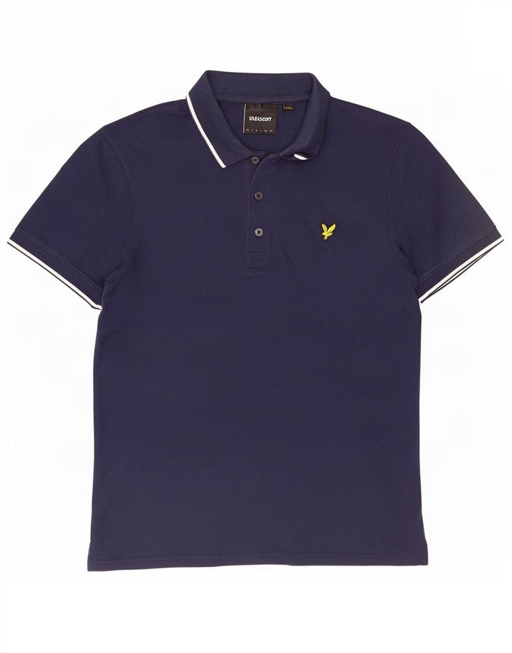 Lyle & Scott Polo para hombre de rayas azul marino mediano