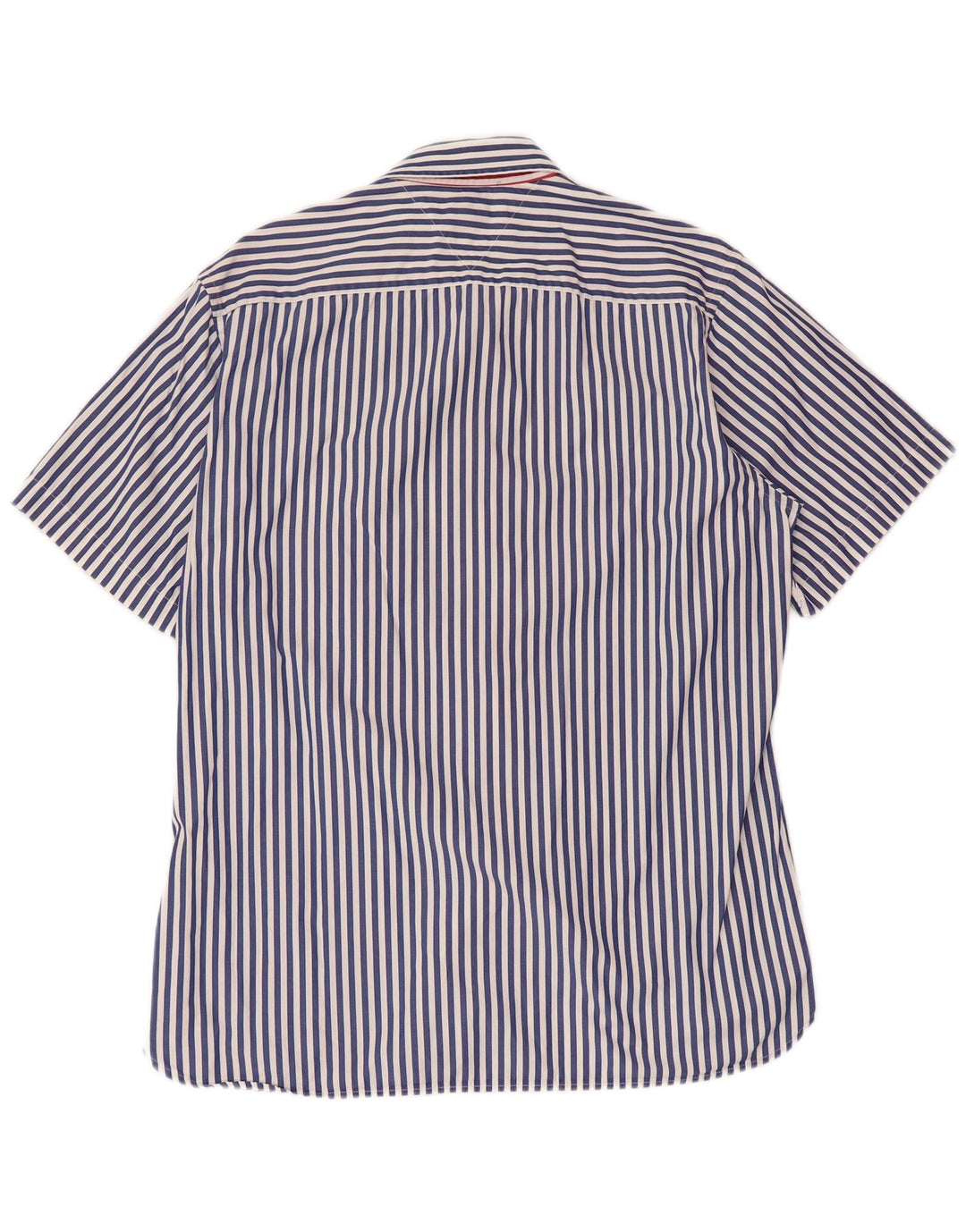 TOMMY HILFIGER Camisa de manga corta con ajuste personalizado para hombre, talla grande, azul marino, a rayas
