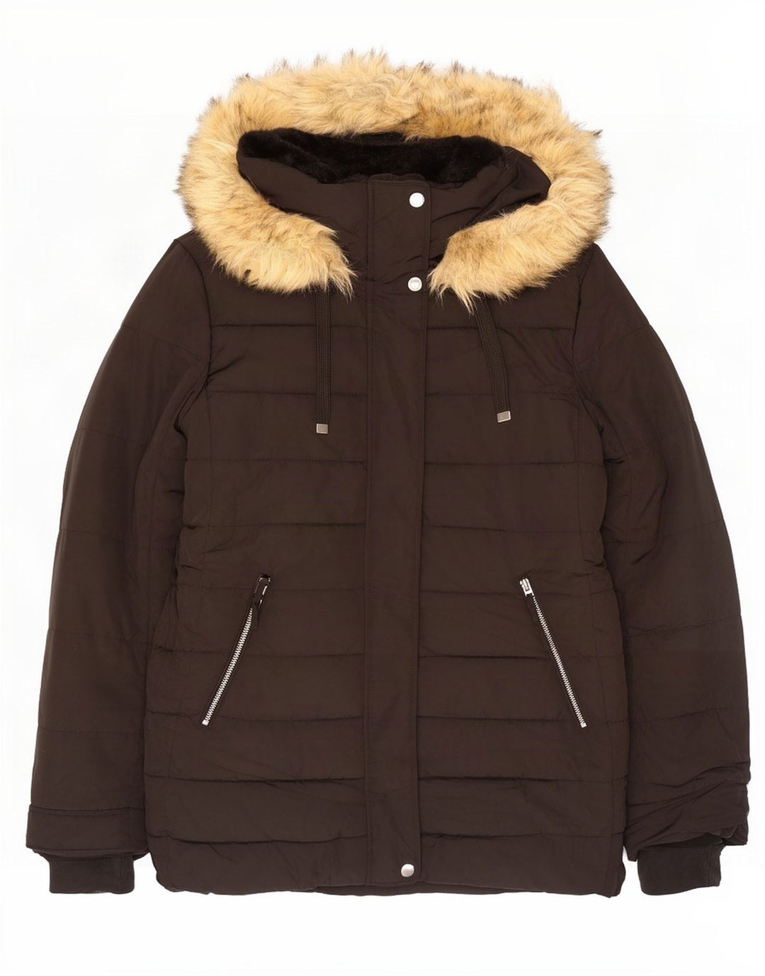 Zara Mujer Chaqueta Acolchada Con Capucha ES 39 2XL Poliéster Negro