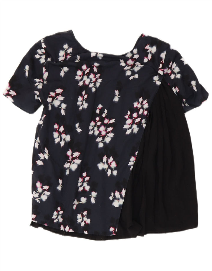 French Connection Blusa para mujer Top UK 40 Pequeño Poliéster floral negro