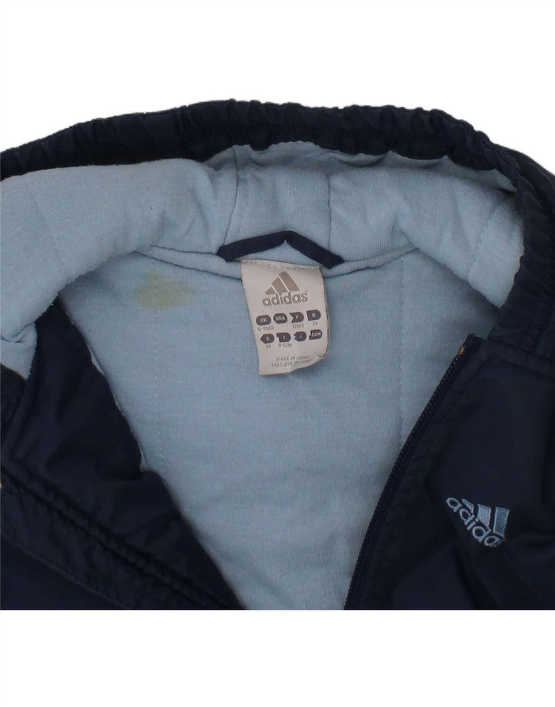 ADIDAS Baby Boys Windbreaker Jacket 6-9 Months Navy Blue Colourblock Vintage Adidas and Second-Hand Adidas from Messina Hembry 