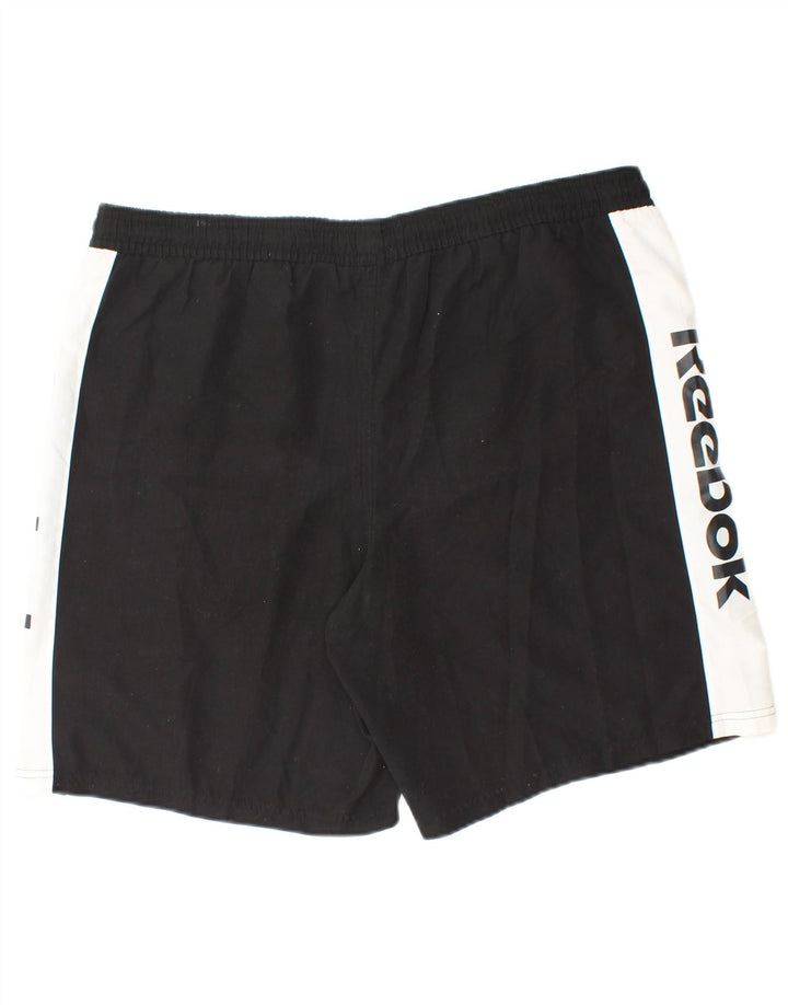 REEBOK Pantalones cortos deportivos con gráficos para hombre XL Poliéster con bloques de color negro