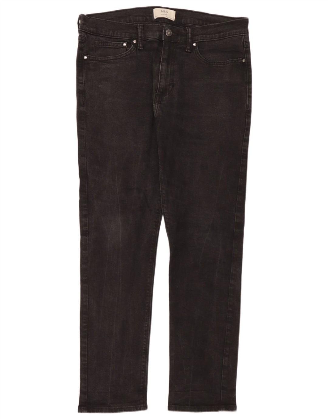 Marks & Spencer Vaqueros ajustados para hombre W34 L31 Algodón negro