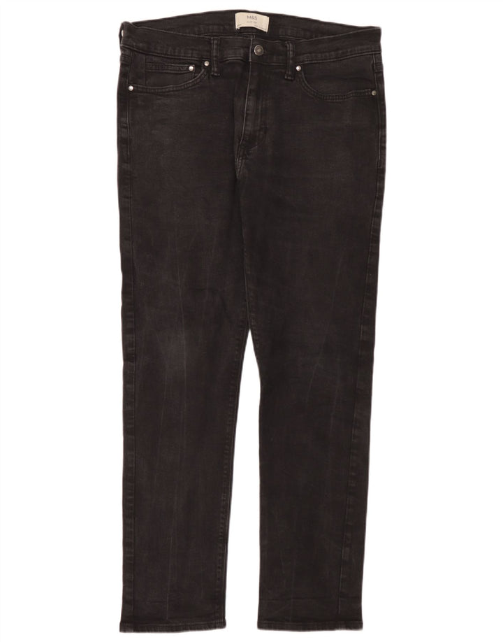 Marks & Spencer Vaqueros ajustados para hombre W34 L31 Algodón negro