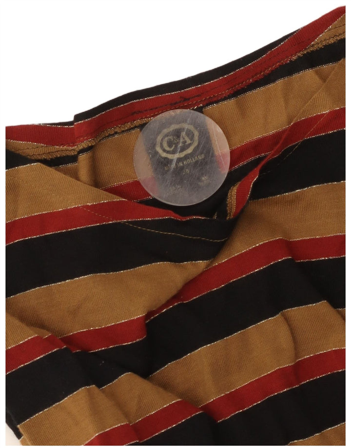 C&A Vestido largo de manga larga para mujer EU 38 Acrílico a rayas marrón medio