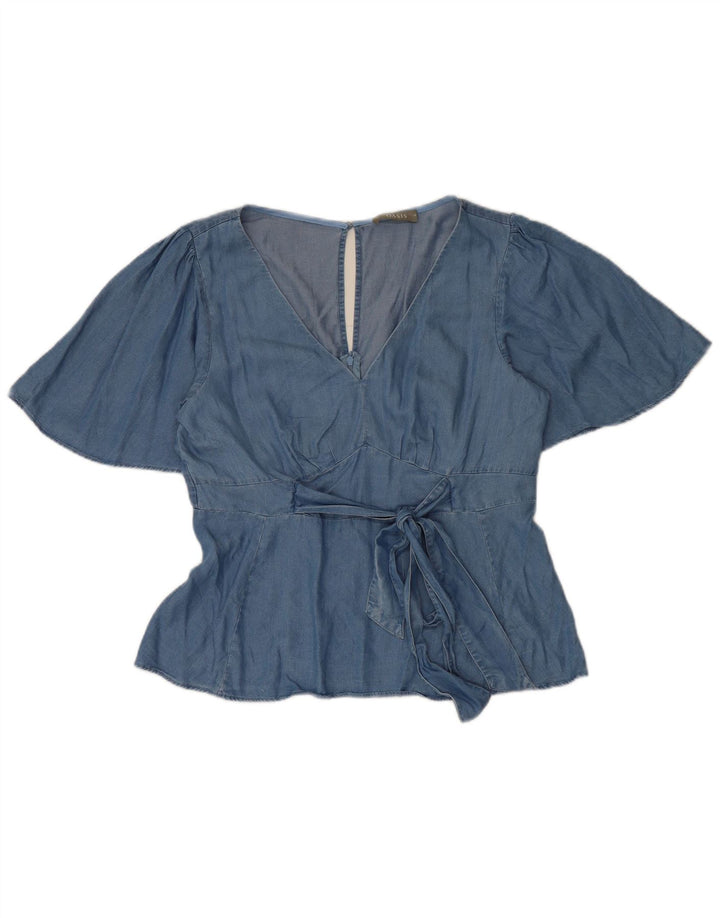 Blusa Oasis Mujer Top UK 44 Lyocell Azul Medio