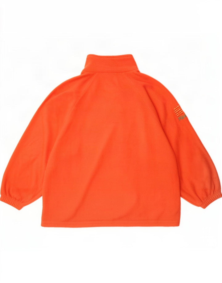 Vintage hombres gráfico cremallera cuello polar jumper medio naranja geométrico
