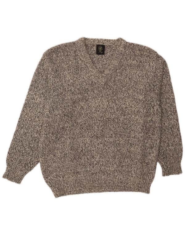 Fay Jersey con cuello en V para hombre, talla 2XL, lana moteada gris