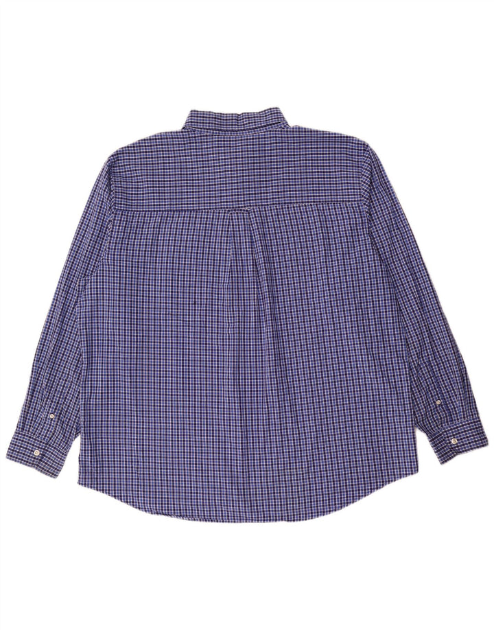 Chaps Camisa de fácil cuidado para hombre, talla 2XL, algodón azul a cuadros