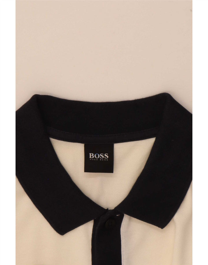 Polo Hugo Boss Hombre Pequeño Blanco Colorblock