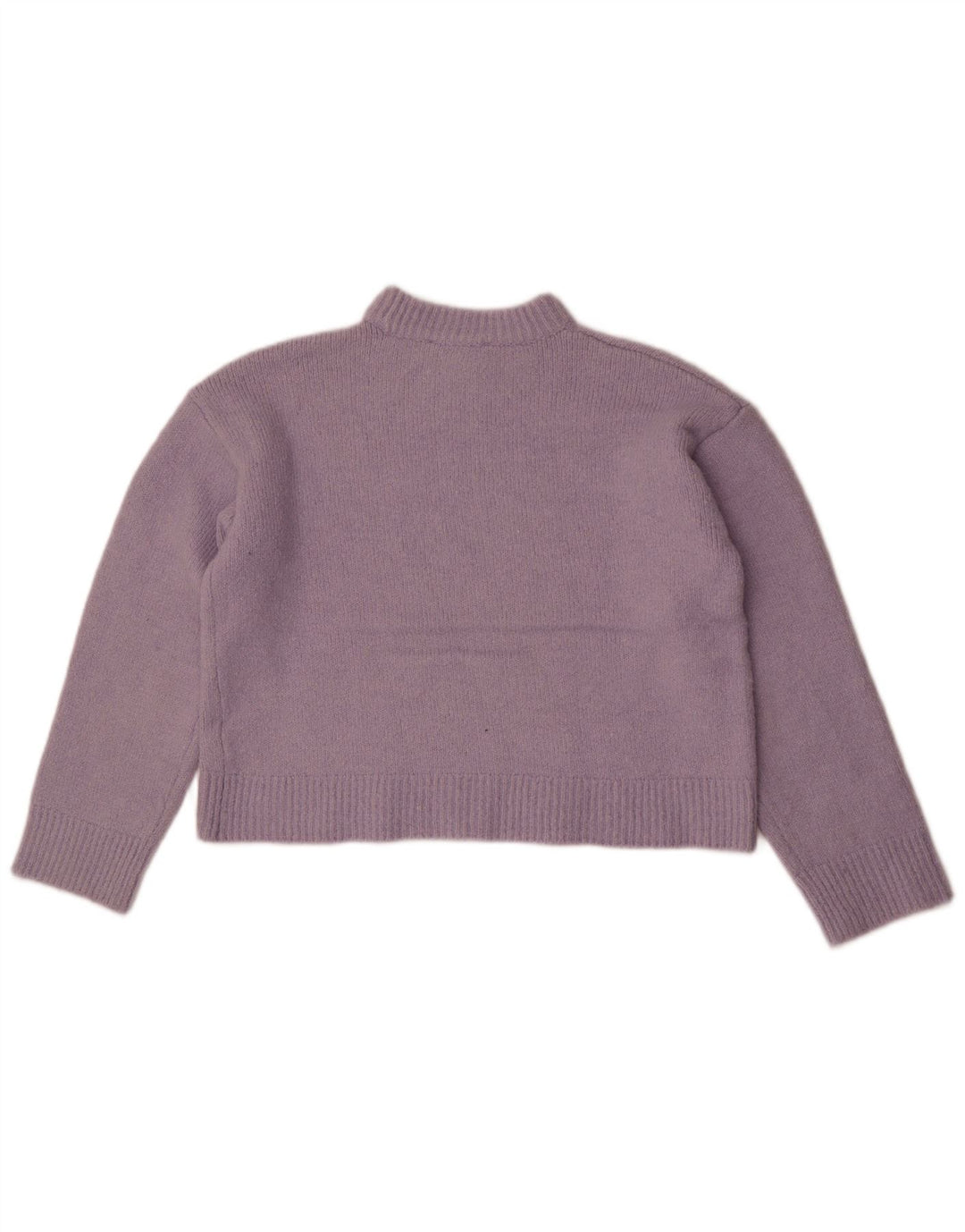 Zara Mujer Crop Crew Neck Jumper Sweater UK 44 Medio Púrpura Poliéster