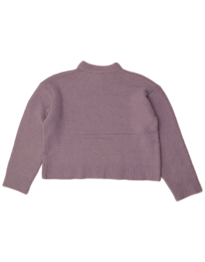 Zara Mujer Crop Crew Neck Jumper Sweater UK 44 Medio Púrpura Poliéster