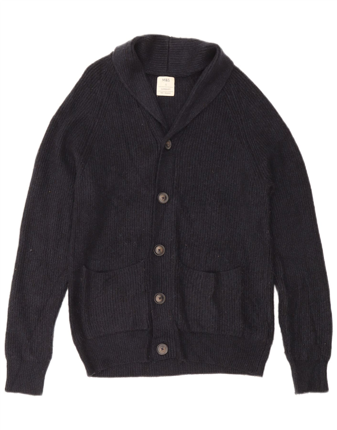 Marks & Spencer - Cárdigan para hombre (talla pequeña), color azul marino, poliamida