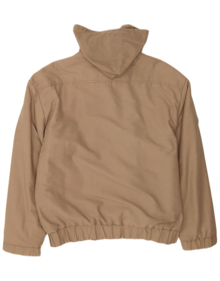 Vintage hombres con capucha chaqueta cortavientos EU 52 XL marrón