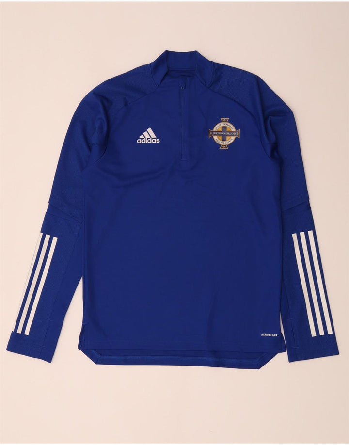 Adidas Mens Irish Football Zip Neck Jersey Chándal Top Pequeño Azul