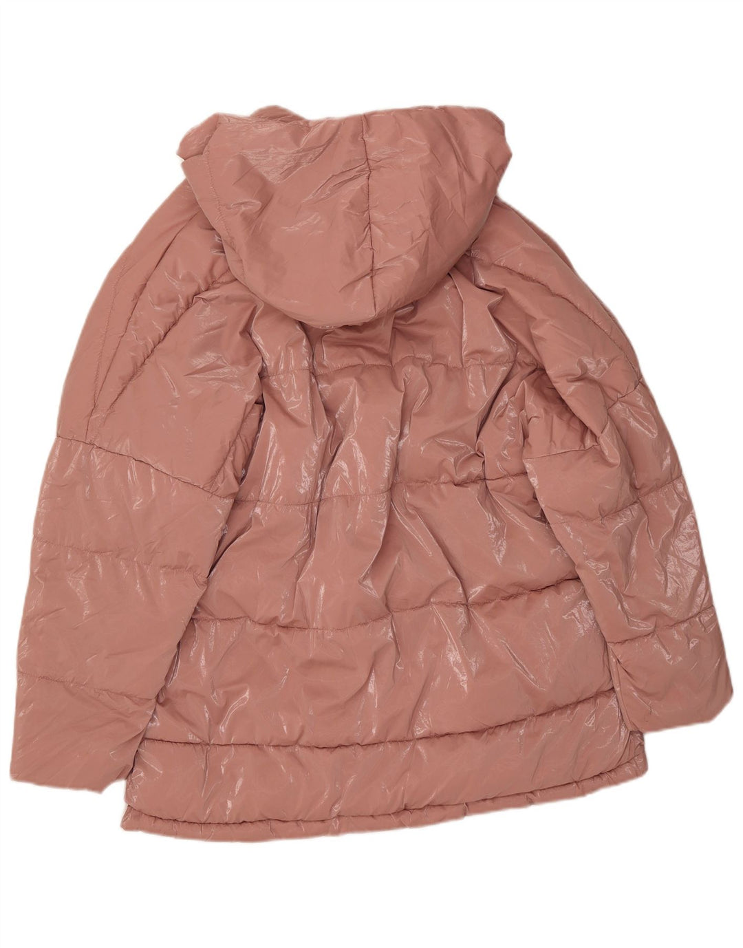 Zara Mujer Chaqueta Acolchada Extragrande Con Capucha UK 44 Poliamida Rosa Mediana