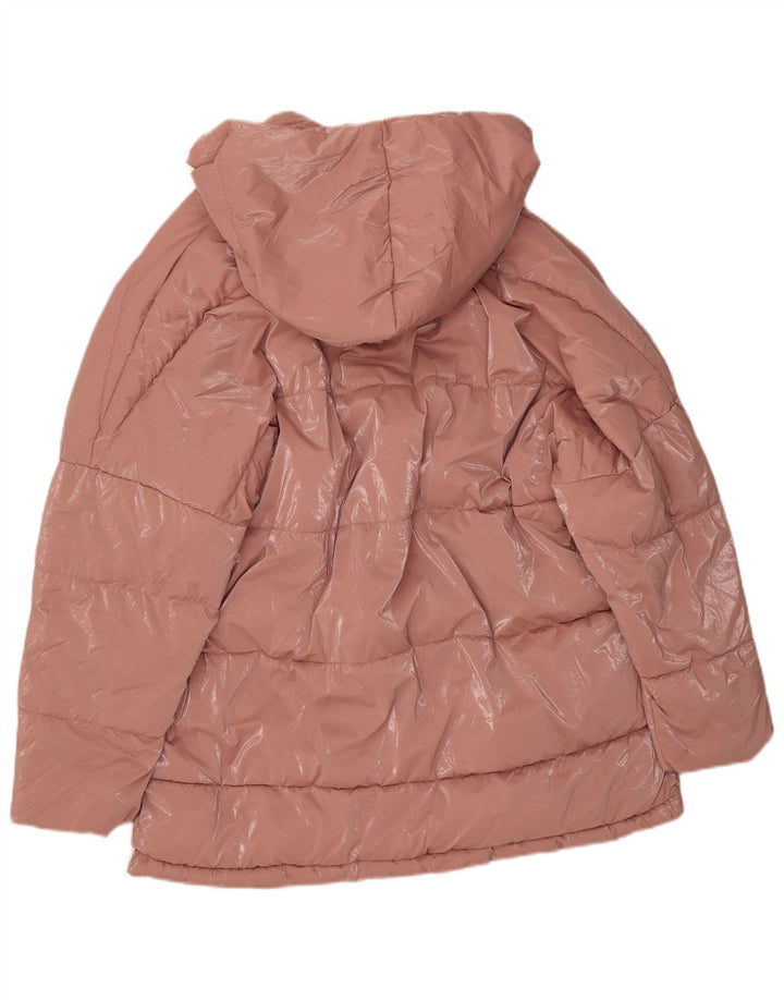Zara Mujer Chaqueta Acolchada Extragrande Con Capucha UK 44 Poliamida Rosa Mediana