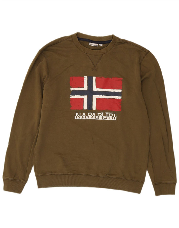 Napapijri Hombre Sudadera Gráfica Jumper Large Khaki